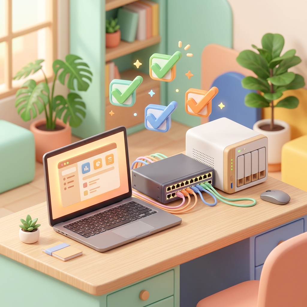 損をしないオフィスのIT機器「賢い選定基準」ガイドについて分かりやすく表したイラスト